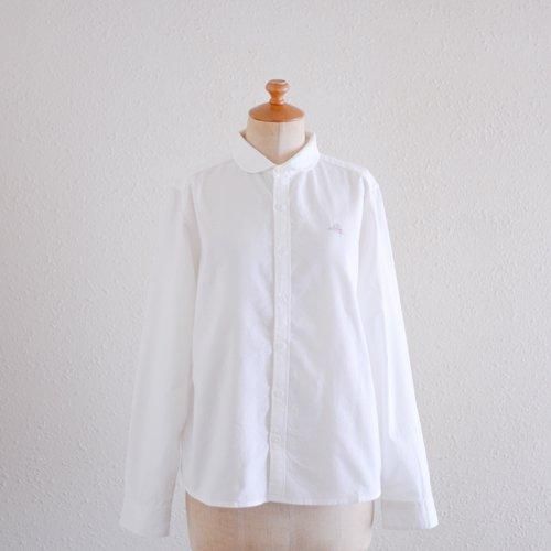 Cotton Embroidered Round Collar Shirt Off White
