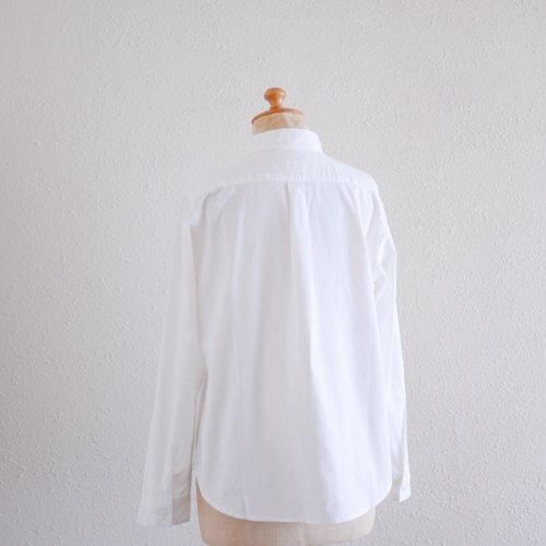 Cotton Embroidered Round Collar Shirt Off White