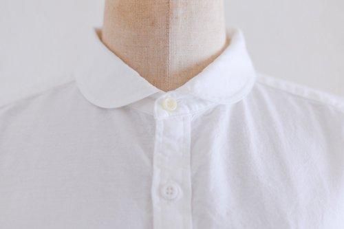 Cotton Embroidered Round Collar Shirt Off White