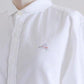 Cotton Embroidered Round Collar Shirt Off White