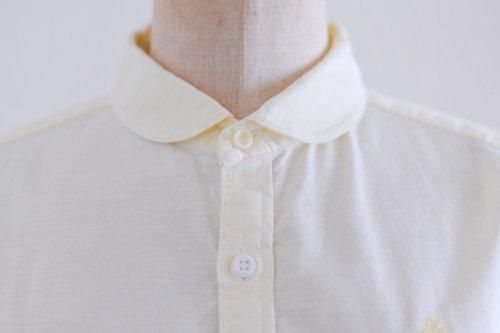 Cotton Embroidered Round Collar Shirt Yellow