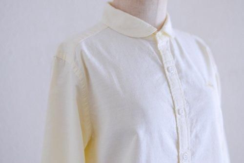 Cotton Embroidered Round Collar Shirt Yellow