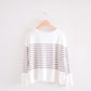 Cotton knit striped pullover in Brown