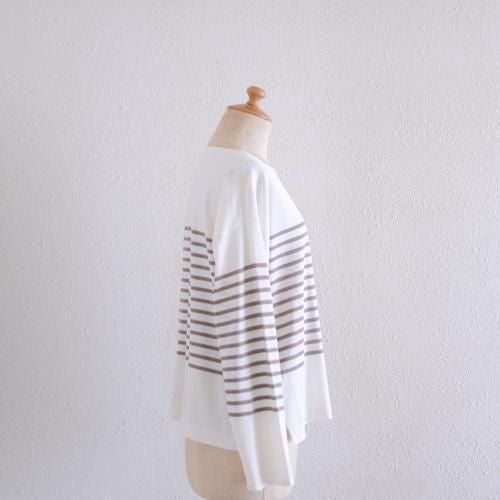 Cotton knit striped pullover in Brown
