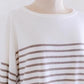 Cotton knit striped pullover in Brown
