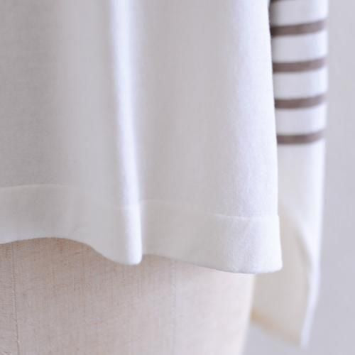 Cotton knit striped pullover in Brown