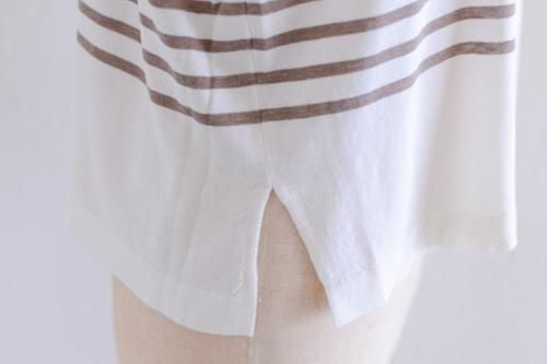 Cotton knit striped pullover in Brown