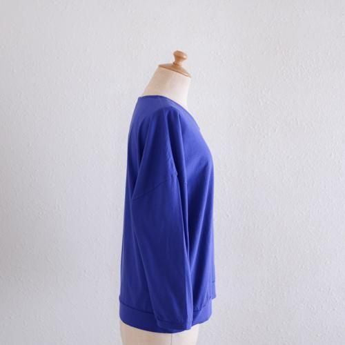 Soft cotton V-neck wide T-shirt in Dark Blue