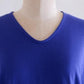 Soft cotton V-neck wide T-shirt in Dark Blue