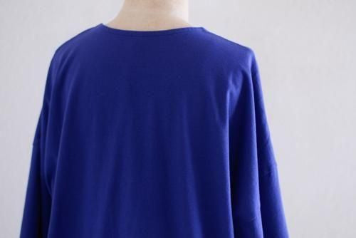 Soft cotton V-neck wide T-shirt in Dark Blue