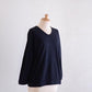 Soft cotton V-neck wide T-shirt in black
