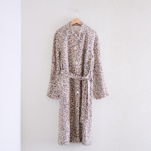 Linen flower print coat Brown