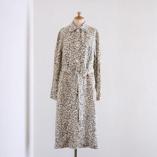 Linen flower print coat Brown