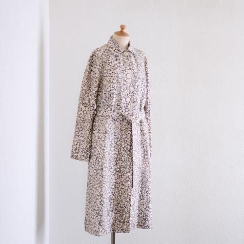 Linen flower print coat Brown