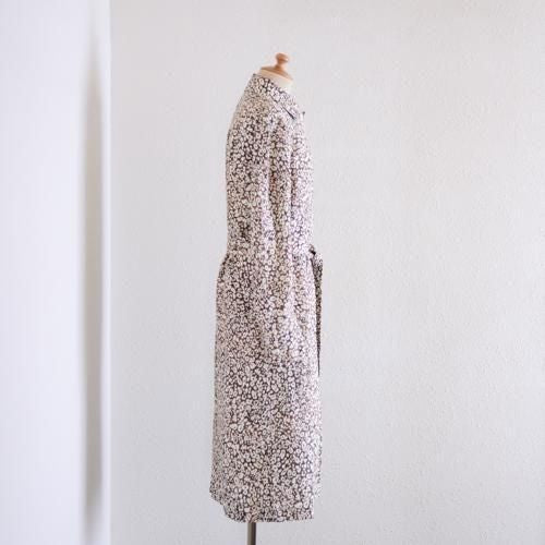 Linen flower print coat Brown