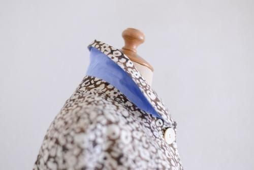 Linen flower print coat Brown