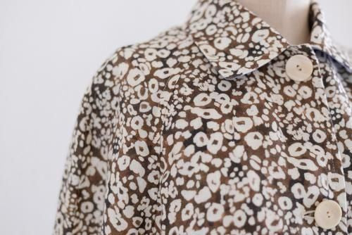 Linen flower print coat Brown