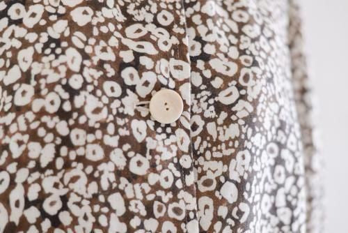 Linen flower print coat Brown
