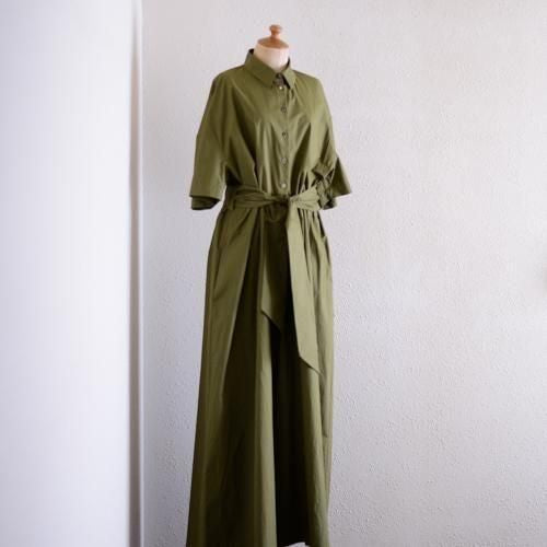Khaki Cotton Short Sleeve Jumpsuit