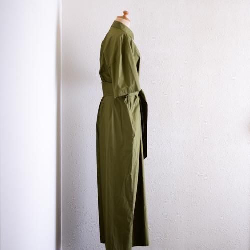 Khaki Cotton Short Sleeve Jumpsuit