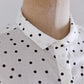 Cotton linen polka dot dress, off white x brown