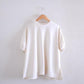 Cotton gathered sleeve pullover in off-white