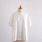 Cotton gathered sleeve pullover in off-white