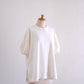 Cotton gathered sleeve pullover in off-white