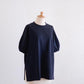 Cotton gathered sleeve pullover in Black