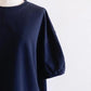 Cotton gathered sleeve pullover in Black