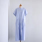 Cotton French Sleeve Dress White x Navy