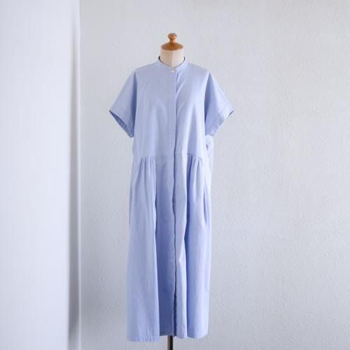 Cotton French Sleeve Dress White x Navy