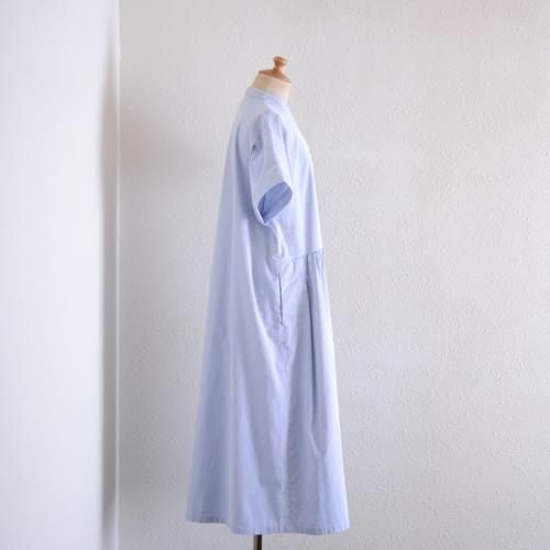 Cotton French Sleeve Dress White x Navy