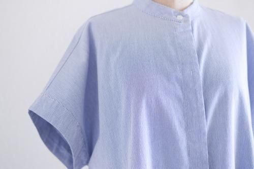 Cotton French Sleeve Dress White x Navy