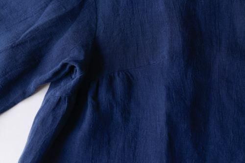 Soft Linen Cardigan Blouse Navy