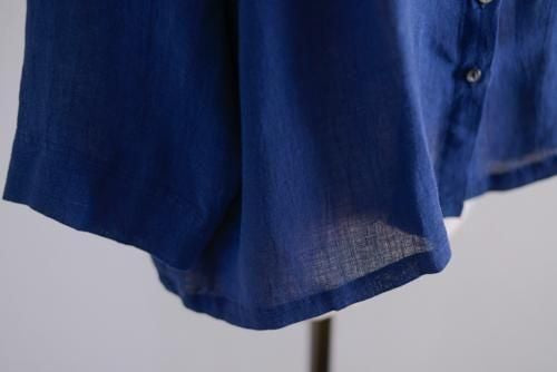 Soft Linen Cardigan Blouse Navy