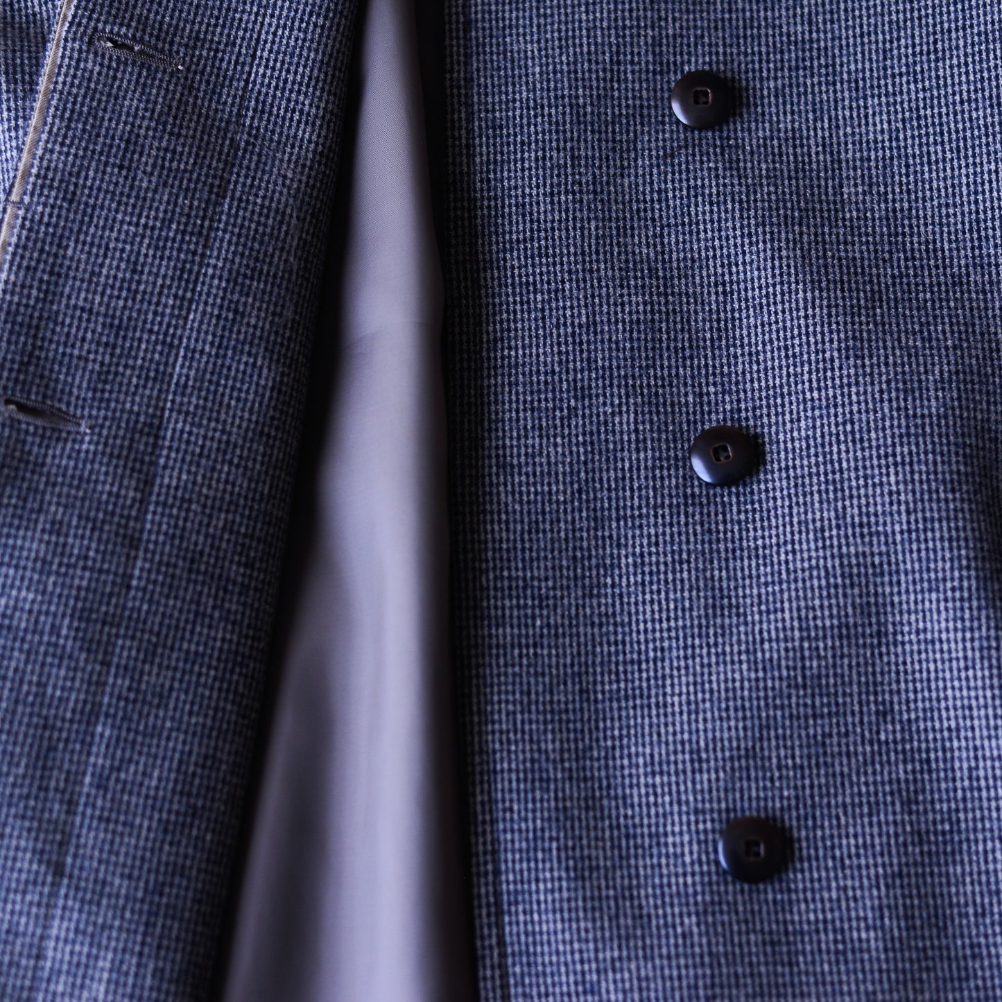 Wool collarless short jacket Beige x Black