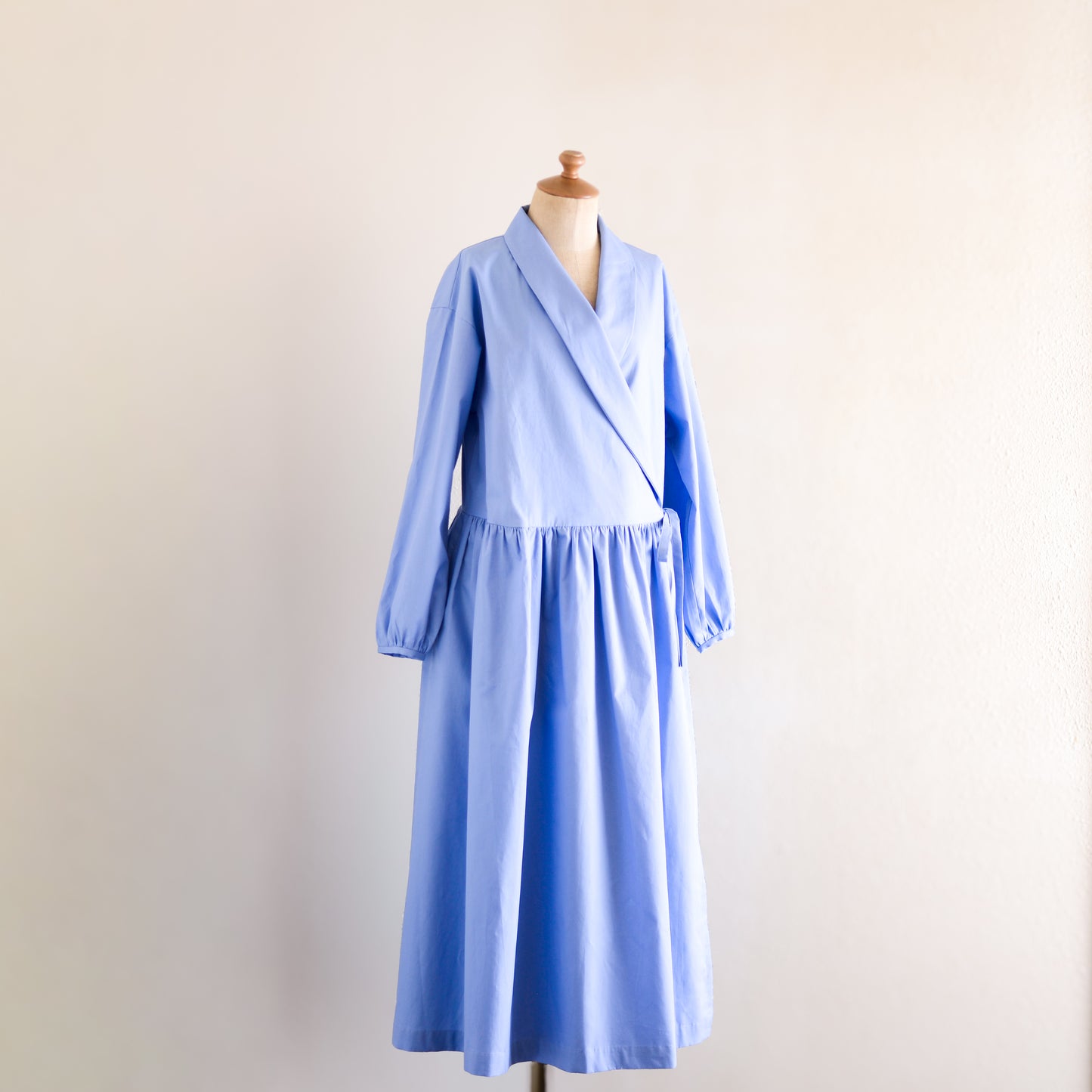 Shawl Collar Cache-Coeur Dress Sky Blue