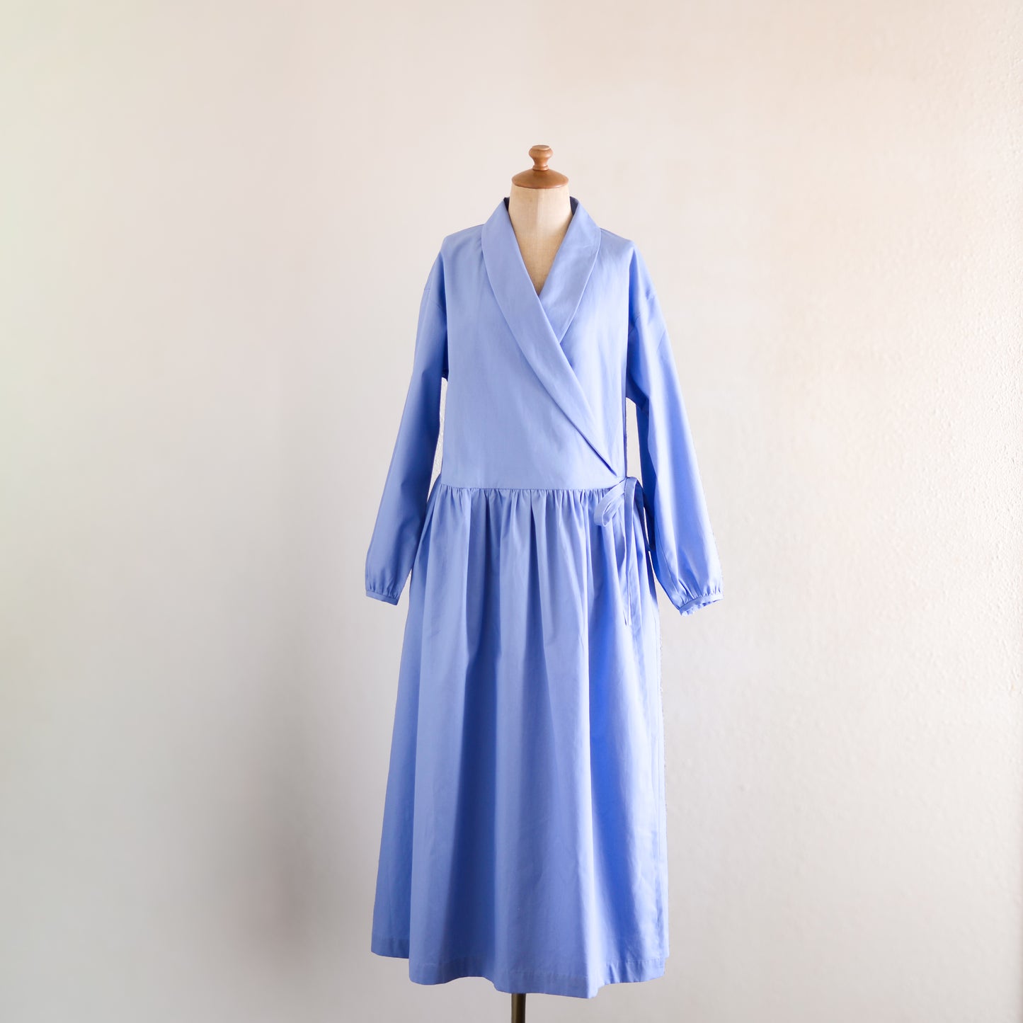 Shawl Collar Cache-Coeur Dress Sky Blue