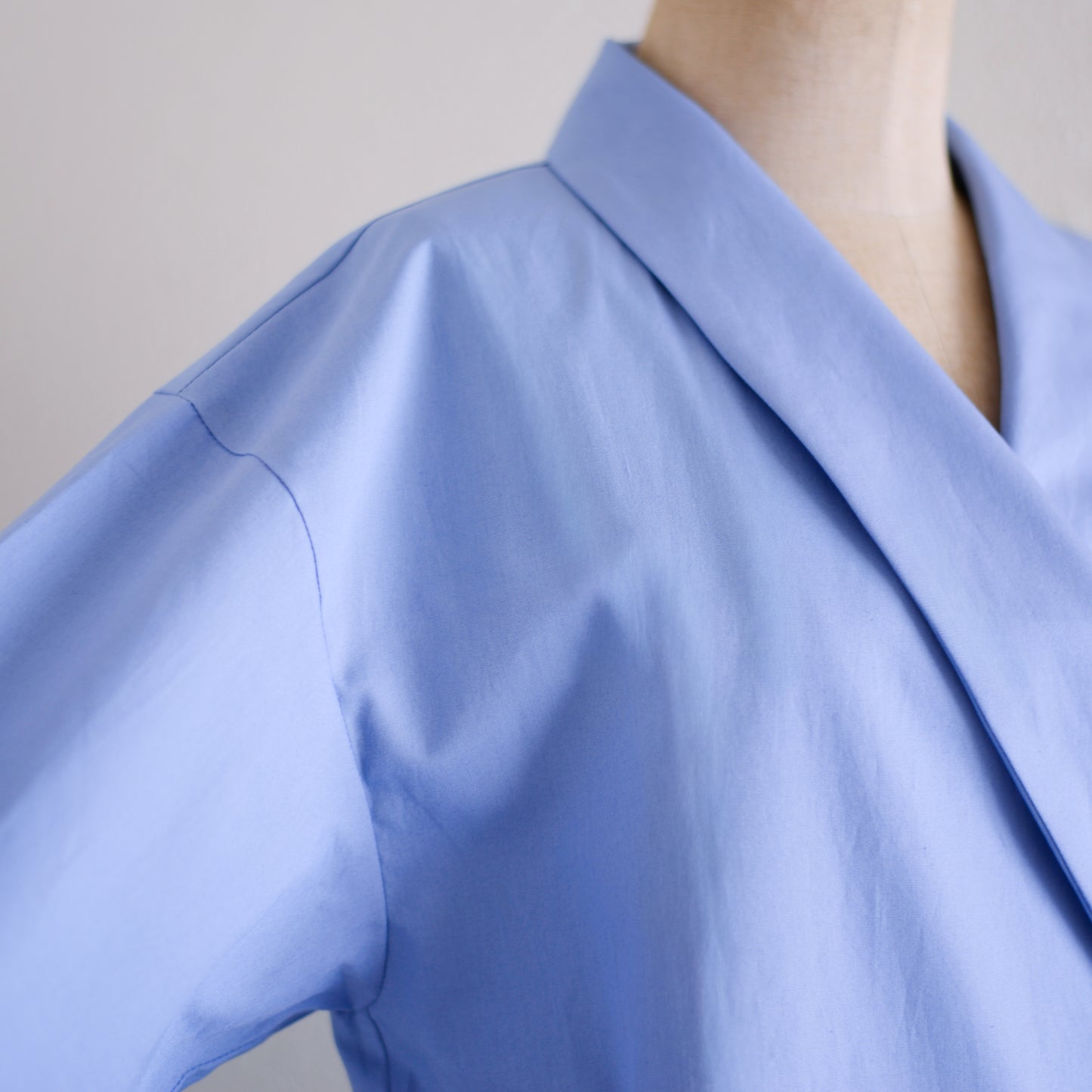 Shawl Collar Cache-Coeur Dress Sky Blue