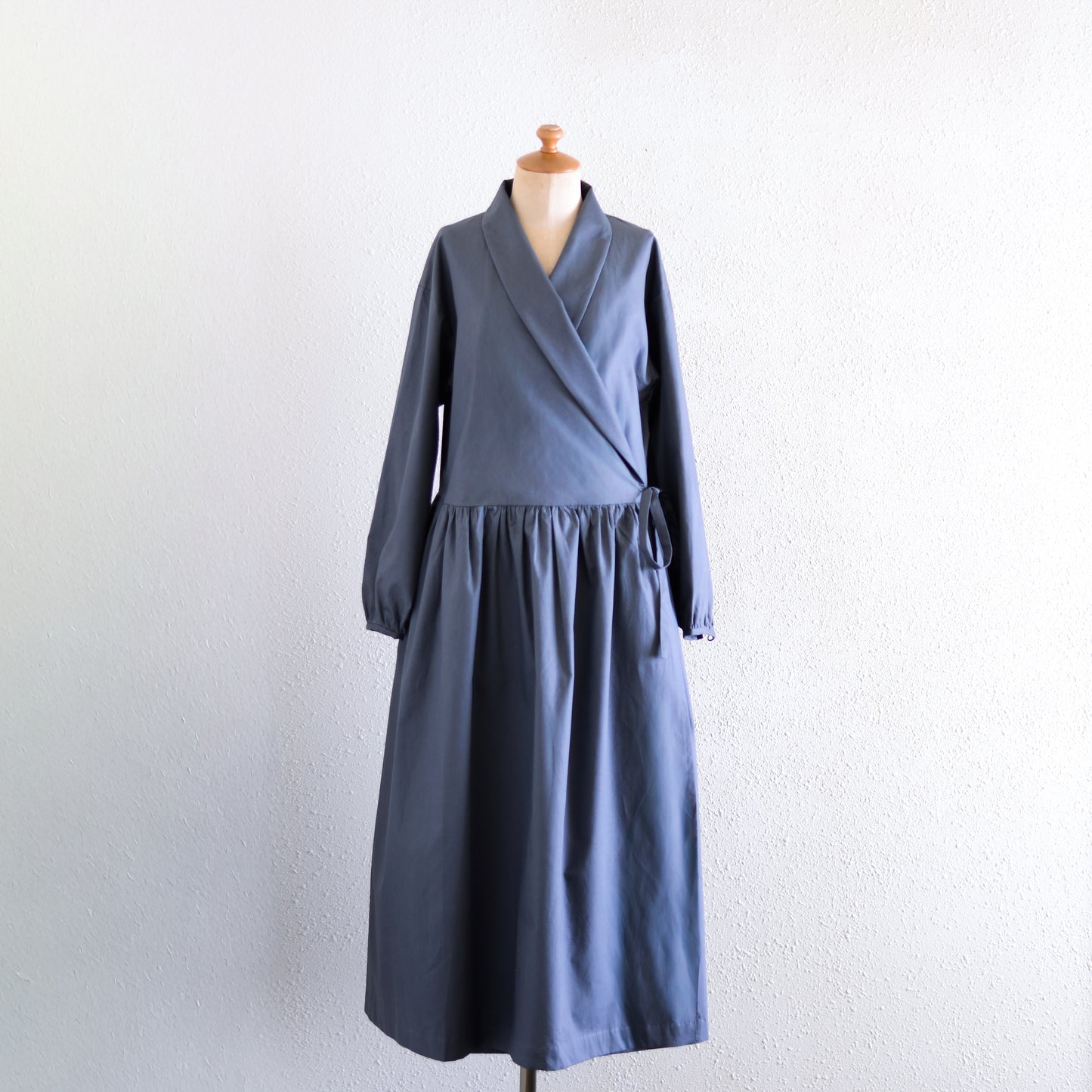 Shawl Collar Cache-Coeur Dress Charcoal Gray