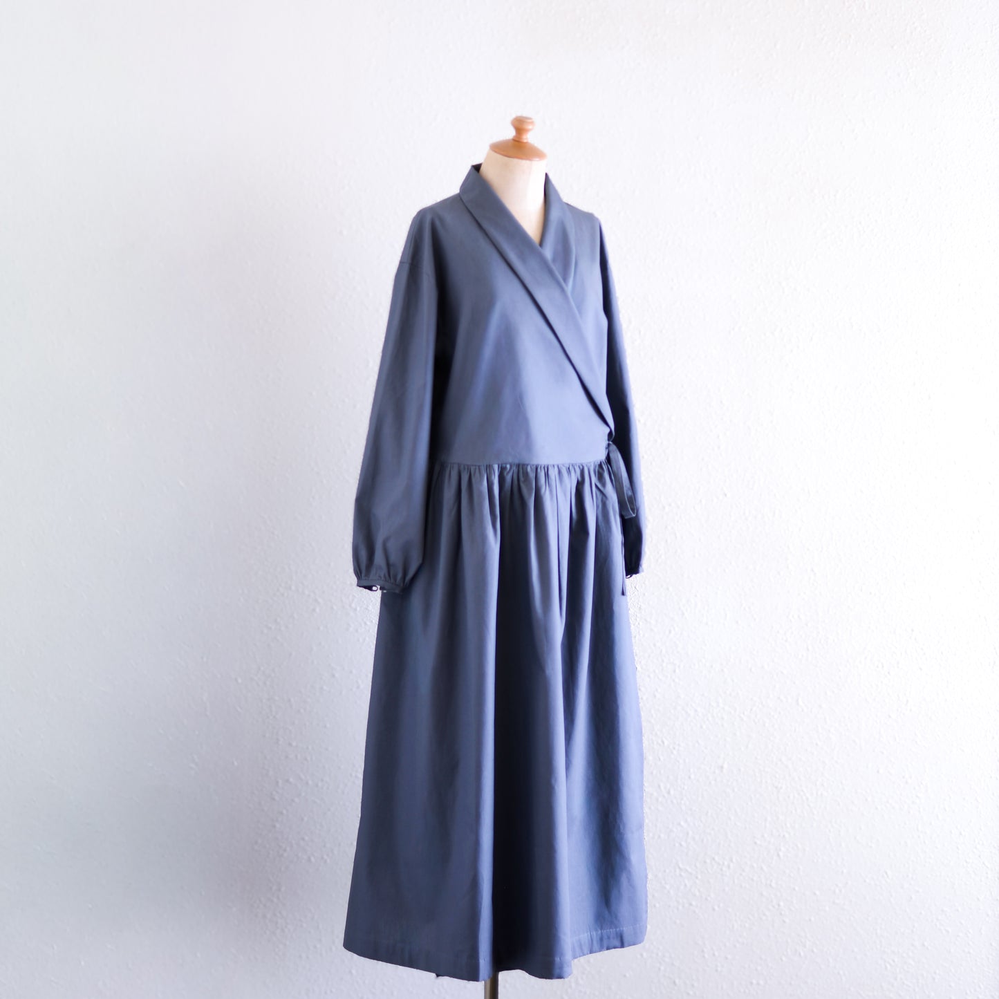 Shawl Collar Cache-Coeur Dress Charcoal Gray