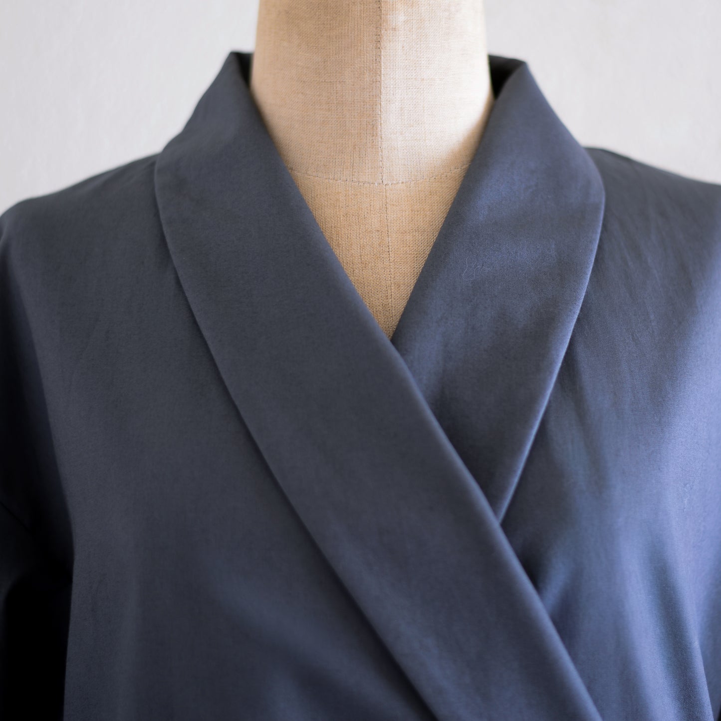 Shawl Collar Cache-Coeur Dress Charcoal Gray