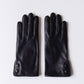 Silk-lined 2-button leather gloves in Black