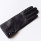 Silk-lined 2-button leather gloves in Black