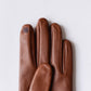 Silk-lined two-button leather gloves, Brown