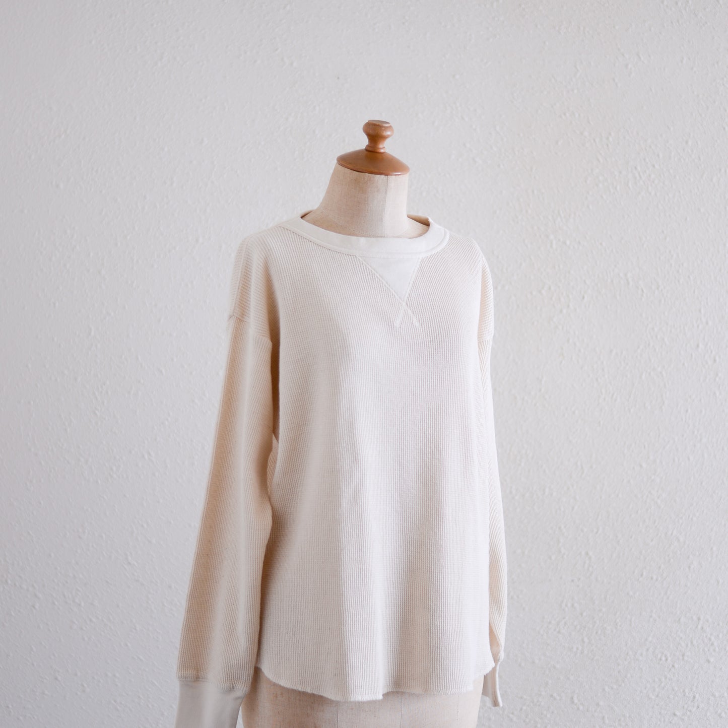 コットンワッフルロングスリーブシャツ Kinari