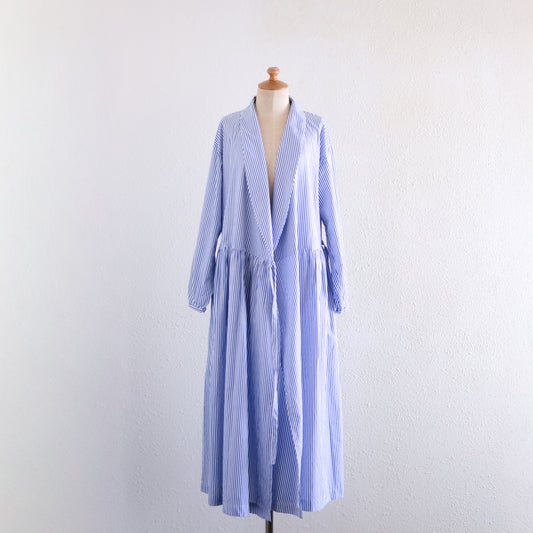 숄 칼라 랩 원피스 White×Navy