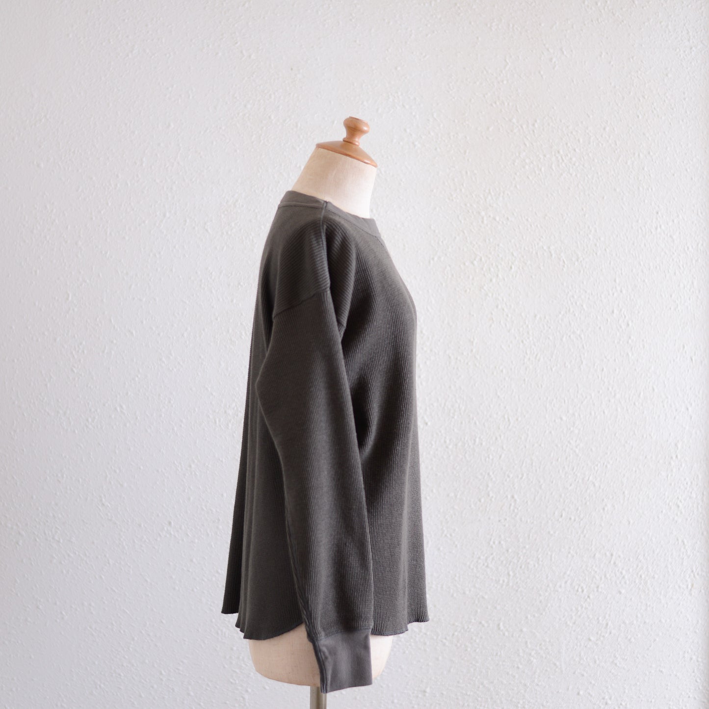 コットンワッフルロングスリーブシャツ Khaki