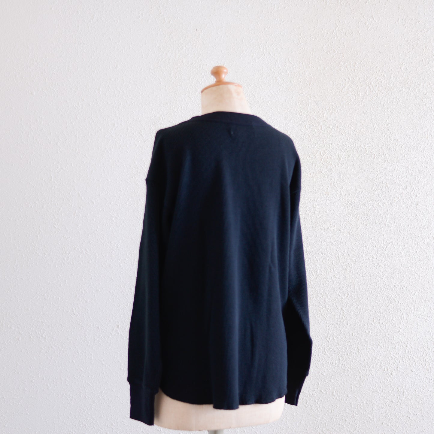 Cotton Waffle Long Sleeve Shirt Black